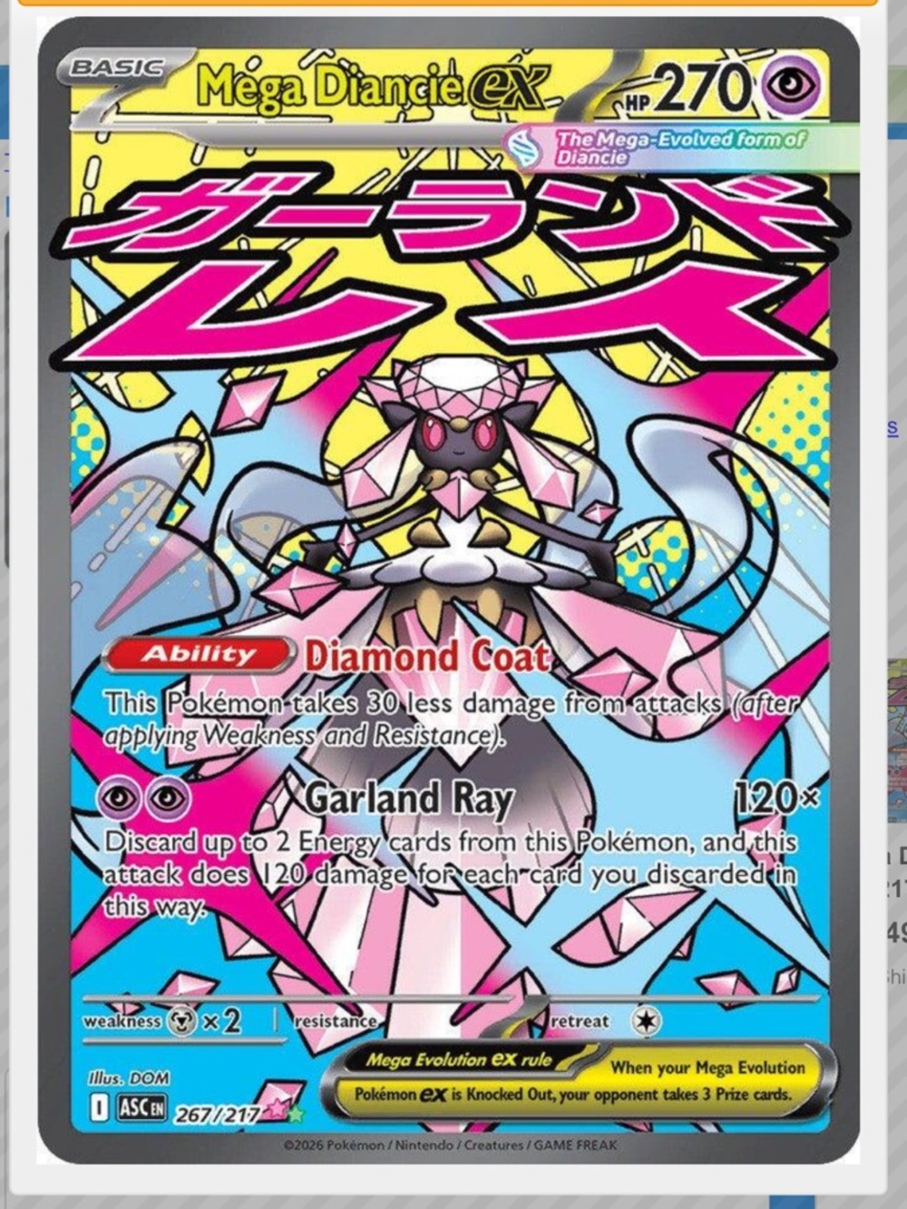 Mega Diancie Ex #267 Pokemon Ascended Heroes